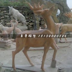 石頭鹿，石雕鹿雕塑，1.2米高石雕鹿