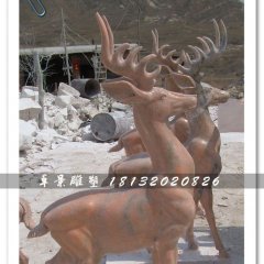 石頭小鹿雕塑，小鹿石雕