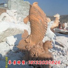 彩色石雕魚，石頭魚雕塑