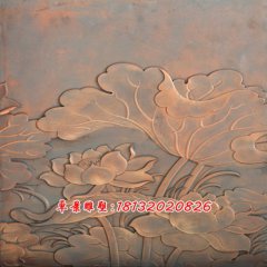 鍛銅荷花浮雕，鍛銅荷葉雕塑