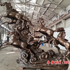 八馬銅雕，八馬奔跑銅雕