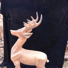 小鹿石雕，晚霞紅小鹿雕塑