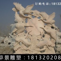 仙鶴石雕，晚霞紅仙鶴雕塑