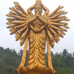 千手觀音銅雕，貼金千手觀音雕塑
