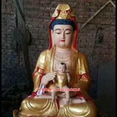 觀音送子銅雕，貼金銅觀音送子雕塑