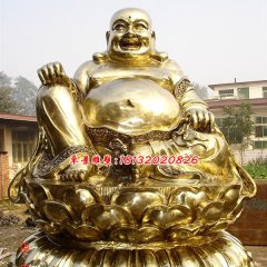 彌勒佛貼金銅雕，大肚彌勒佛雕塑