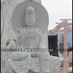坐式觀音菩薩雕塑，漢白玉坐式觀音菩薩雕塑