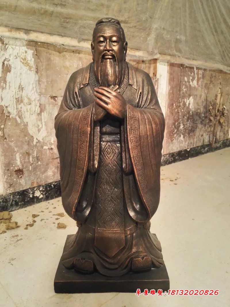 孔子銅雕，鑄銅孔子雕塑，校園名人銅雕 (1)