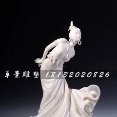 美女跳舞石雕，漢白玉美女雕塑