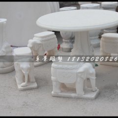 漢白玉石象桌象凳，石象桌象凳雕塑