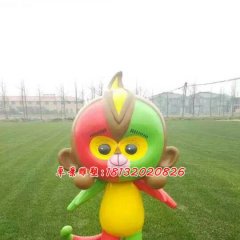 玻璃鋼吉祥物小猴雕塑，卡通雕塑