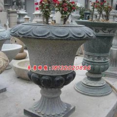 石雕花盆，青石花盆雕塑