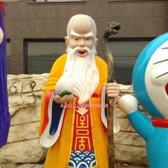 玻璃鋼壽星公雕塑，仿真壽星公雕塑