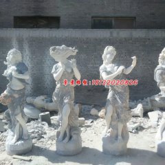 吹拉彈唱石雕，漢白玉西方人物石雕