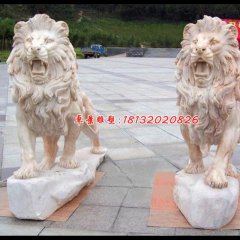 西洋獅石雕，晚霞紅匯豐獅石雕