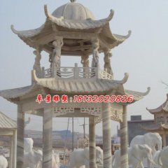 雙層涼亭石雕，大理石涼亭雕塑
