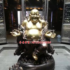 彌勒佛銅雕，貼金彌勒佛雕塑