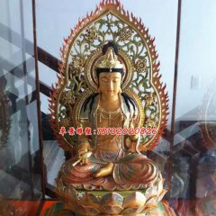 玻璃鋼彩繪西方三圣，坐式佛像雕塑