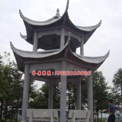 涼亭石雕，青石雙層涼亭雕塑
