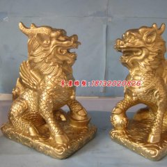 麒麟銅雕，鑄銅麒麟雕塑，神獸銅雕