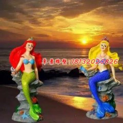 玻璃鋼美人魚(yú)雕塑，玻璃鋼卡通人物雕塑