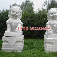 獅子石雕，漢白玉北京獅