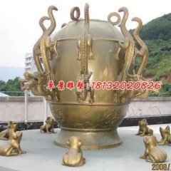 地動(dòng)儀銅雕，寺廟景觀銅雕