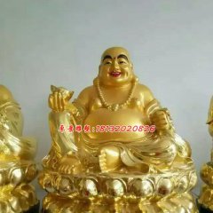彌勒佛雕塑，貼金佛像玻璃鋼雕塑