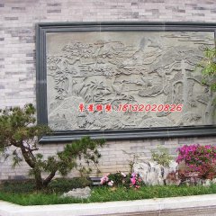 墻上石浮雕，松鶴延年石浮雕