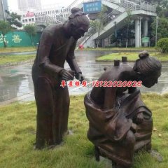 拔罐人物銅雕，公園人物雕塑