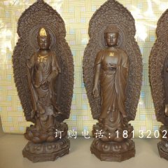 東方三圣銅雕，鑄銅東方三圣雕塑，西方三圣銅雕