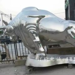 不銹鋼拓荒牛，開荒牛雕塑