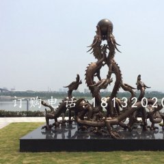 九龍戲珠銅雕，九龍銅雕，廣場龍雕塑