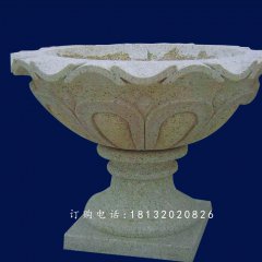 大理石花盆，石頭花盆雕塑