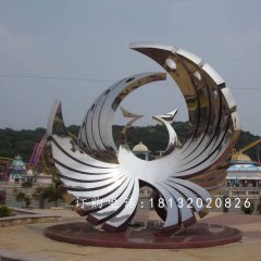 鳳凰山鳳凰雕塑，不銹鋼抽象鳳凰雕塑