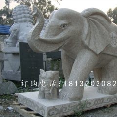 大象石雕，大理石大象雕塑，招財(cái)象石雕