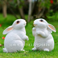 玻璃鋼小白兔，玻璃鋼仿真兔子雕塑