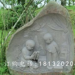 石雕小和尚，石雕人物雕塑