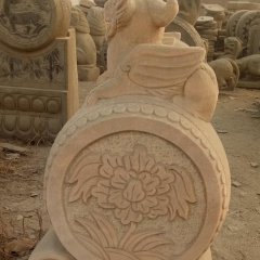 門墩石雕，晚霞紅抱鼓石
