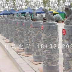 仿古柱子石雕，十二生肖柱