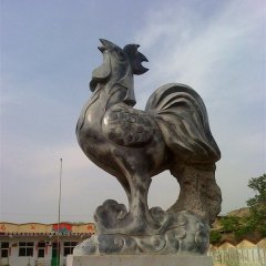 仿古公雞石雕，公園動(dòng)物石雕