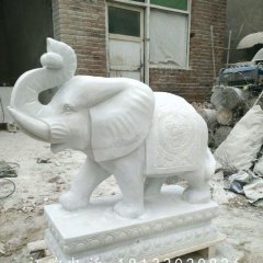 漢白玉大象石雕，招財動物雕塑