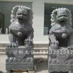 青石獅子雕塑，石雕北京獅