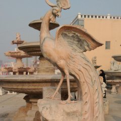 鳳凰石雕，晚霞紅鳳凰雕塑