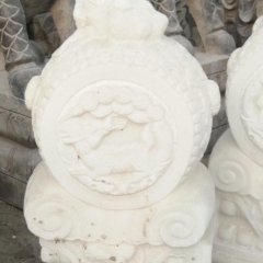 漢白玉門墩，抱鼓石雕塑