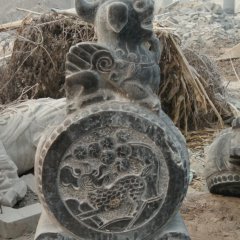 青石門墩，仿古抱鼓石