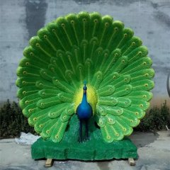開屏孔雀雕塑，公園玻璃鋼動物雕塑
