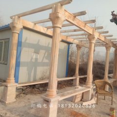 長(zhǎng)廊石雕，晚霞紅長(zhǎng)廊雕塑
