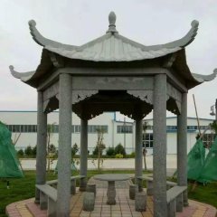 青石涼亭，公園涼亭石雕