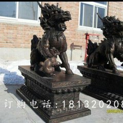 麒麟銅雕，黃銅麒麟雕塑